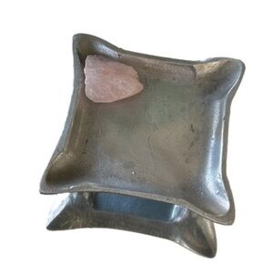 Silver Square Tray + Pink Chakra Natural Gemstone by Trondossa Music Art Vibes